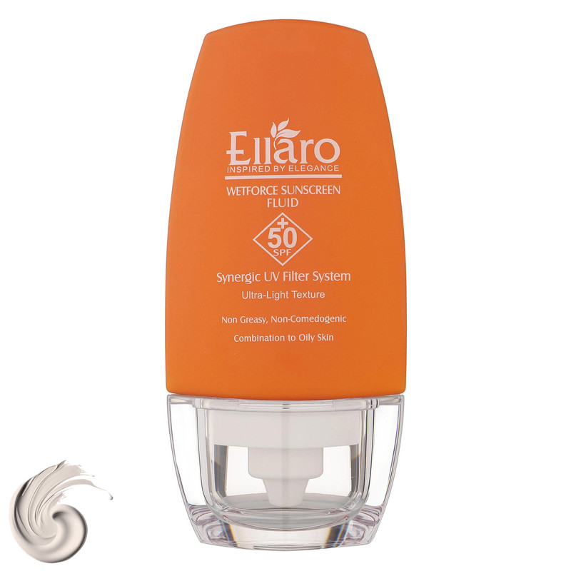 فلوئید ضد آفتاب بی‌رنگ الارو، SPF 50، مدل Ultra Light، مناسب پوست چرب