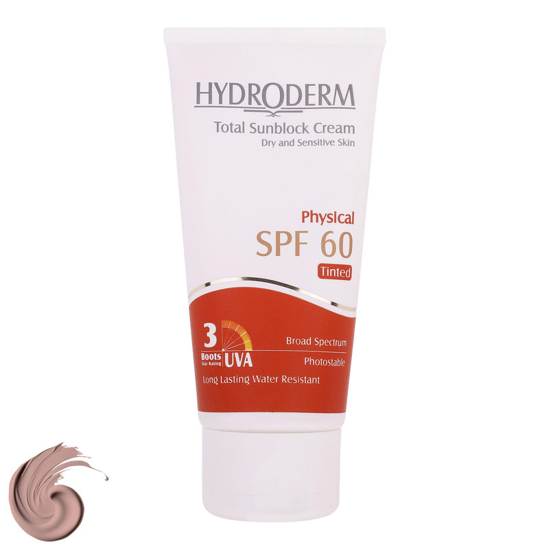 کرم ضد آفتاب رنگی هیدرودرم، SPF 60، مدل Phisical Tinted
