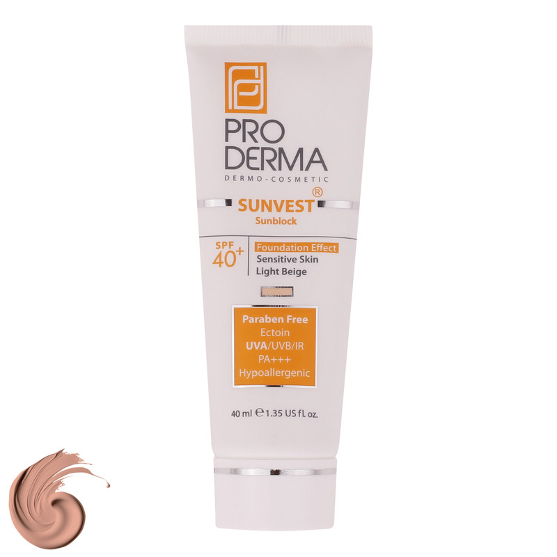 کرم ضد آفتاب رنگی پرودرما، SPF 40، مدل Sunvest