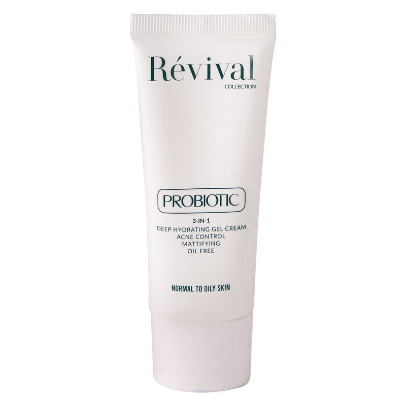 کرم ژل آبرسان صورت و گردن کلکسیون رویوال مدل PROBIOTIC مخصوص پوست معمولی و چرب